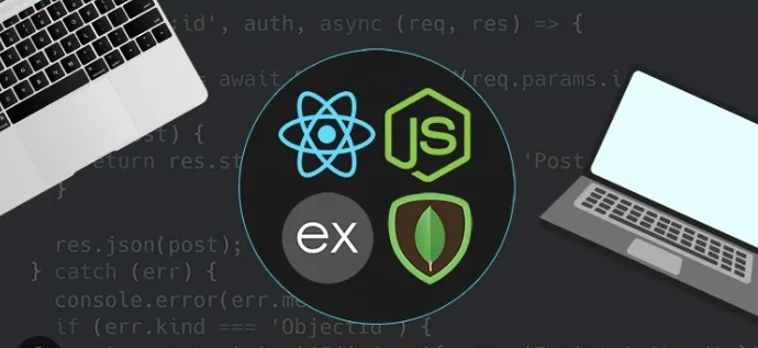 React and MERN stack development illustration